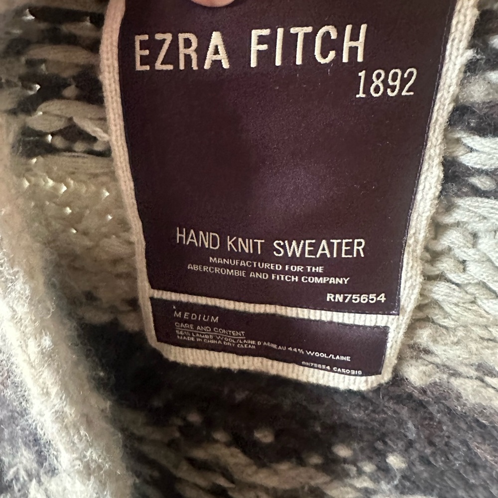 Vintage Abercrombie and fitch Ezra fitch hand knit lambswool button up sweater - Picture 3 of 10